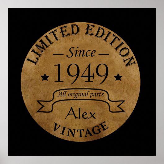 Personalisierte Vintage 75. Geburtstagsparty Poster (Vorne)