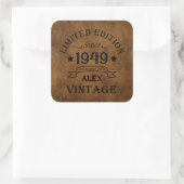 Personalisierte Vintage 75. Geburtstagsparty Quadratischer Aufkleber (Tasche)