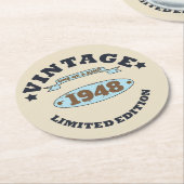 Personalisierte Vintage 75. Geburtstagsparty Runder Pappuntersetzer (Angewinkelt)