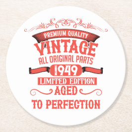 Personalisierte Vintage 75. Geburtstagsparty Runder Pappuntersetzer