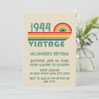 Personalisierte Vintage 80. Geburtstagsgeschenke Einladung