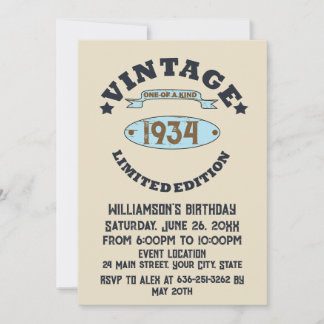 Personalisierte Vintage 90. Geburtstagsparty Einladung