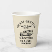 Personalisierte Vintage 90. Geburtstagsparty Pappbecher (Rückseite)
