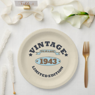 Personalisierte Vintage 90. Geburtstagsparty Pappteller