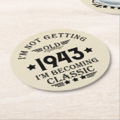 Personalisierte Vintage 90. Geburtstagsparty Runder Pappuntersetzer (Angewinkelt)