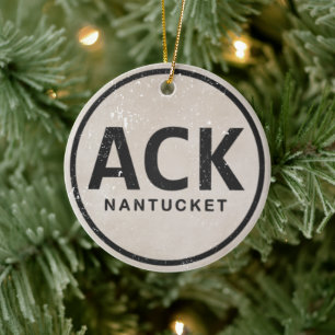 Personalisierte Vintage ACK Nantucket Massachusett Keramikornament