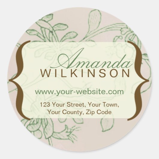 Personalisierte Vintage Adressaufkleber Runder Aufkleber (Vorderseite)