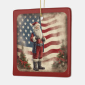 Personalisierte Vintage amerikanische Fahne Weihna Keramikornament (Links)
