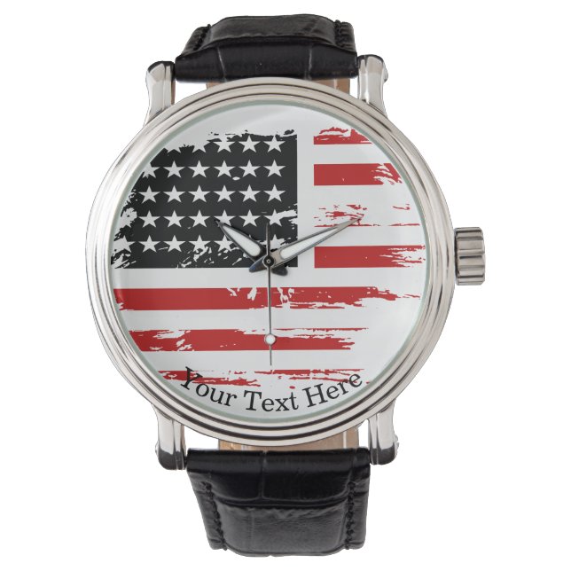 Personalisierte Vintage amerikanische Flagge Armbanduhr (Vorderseite)