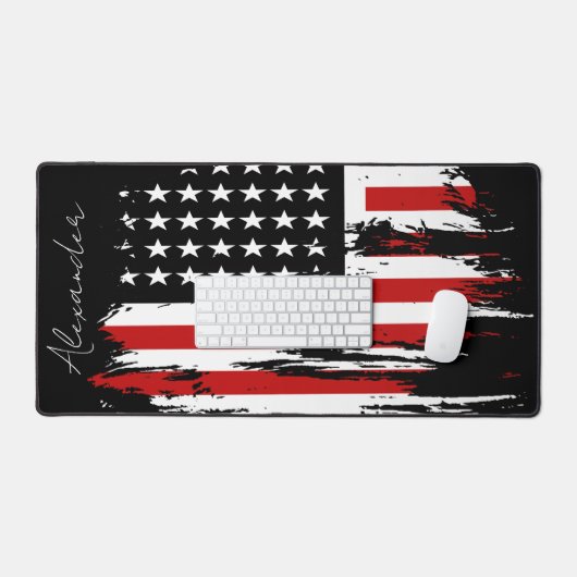Personalisierte Vintage amerikanische Flagge Schreibtischunterlage (Tastatur & Maus)