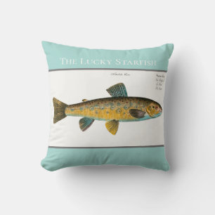 Personalisierte Vintage-Angeln Forelle Wasserfarbe Kissen
