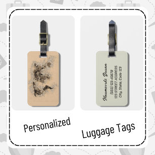 Personalisierte Vintage Antike Weltkarte Kunst, Di Gepäckanhänger