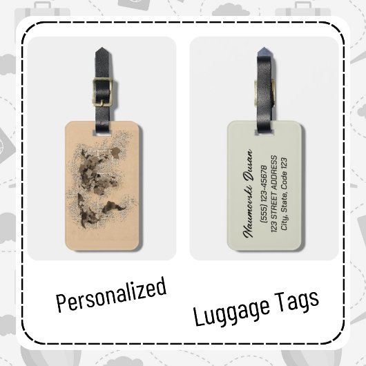 Personalisierte Vintage Antike Weltkarte Kunst, Di Gepäckanhänger