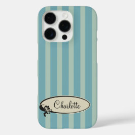Personalisierte Vintage Aquamarine Streifen iPhone 16 Pro Hülle