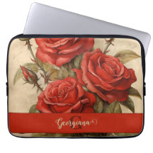 Personalisierte Vintage Aquarellblumen-Rote Rosen