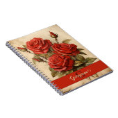 Personalisierte Vintage Aquarellblumen-Rote Rosen Notizblock (Rechte Seite)