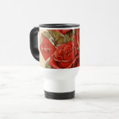 Personalisierte Vintage Aquarellblumen-Rote Rosen Reisebecher (Vorderseite Links)