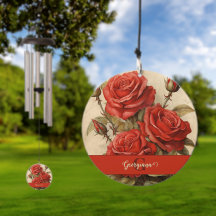 Personalisierte Vintage Aquarellblumen-Rote Rosen
