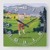 Personalisierte Vintage Art-Hochländer, die Szene Quadratische Wanduhr (Vorderseite)