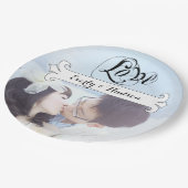 Personalisierte Vintage Banner Foto Hochzeit Pappteller (Schrägansicht)