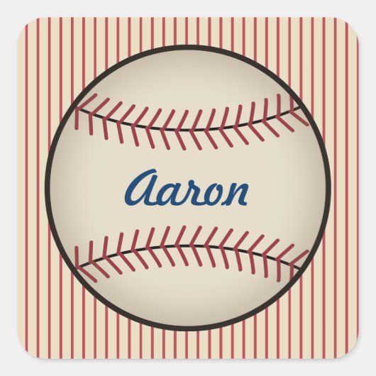 Personalisierte Vintage Baseball-Aufkleber Quadratischer Aufkleber (Vorderseite)
