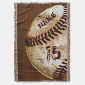 Personalisierte Vintage Baseball-Blankennummer Decke (Vorderseite Vertikal)
