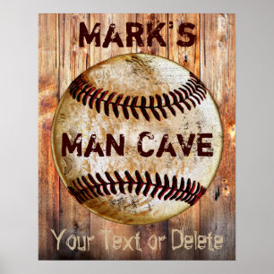 PERSONALISIERTE Vintage-Baseball-Männerhöhle-Plaka Poster