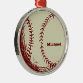 Personalisierte Vintage Baseball-Verzierung Silbernes Ornament (Rechts)
