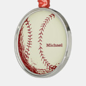 Personalisierte Vintage Baseball-Verzierung Silbernes Ornament (Links)