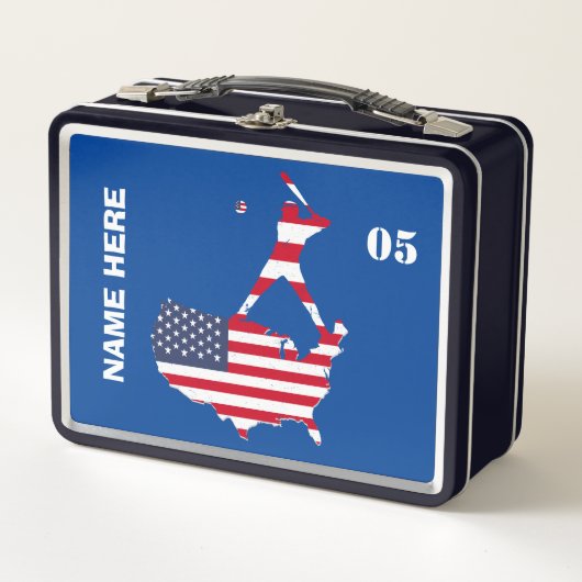 Personalisierte Vintage Baseballnummer Metall Brotdose (Vorderseite)