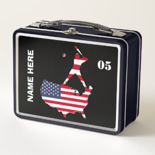 Personalisierte Vintage Baseballnummer Metall Brotdose