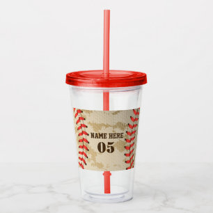 Personalisierte Vintage Baseballnummer Retro Acryltrinkbecher