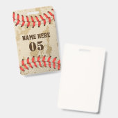 Personalisierte Vintage Baseballnummer Retro Ausweis (Vorder- & Rückseite)