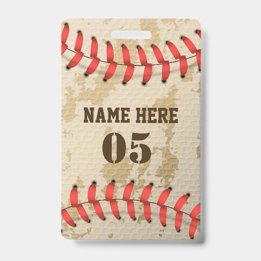 Personalisierte Vintage Baseballnummer Retro Ausweis (Vorderseite)