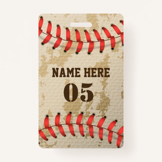 Personalisierte Vintage Baseballnummer Retro Ausweis (Vorderseite)