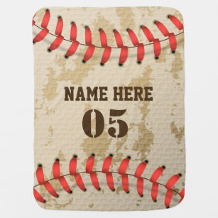 Personalisierte Vintage Baseballnummer Retro Babydecke
