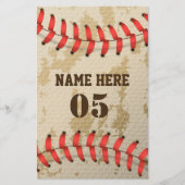 Personalisierte Vintage Baseballnummer Retro Briefpapier (Vorderseite)