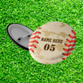 Personalisierte Vintage Baseballnummer Retro Button
