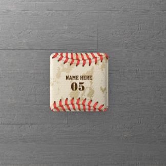 Personalisierte Vintage Baseballnummer Retro Button