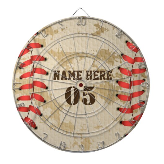 Personalisierte Vintage Baseballnummer Retro Dartscheibe (vorne)