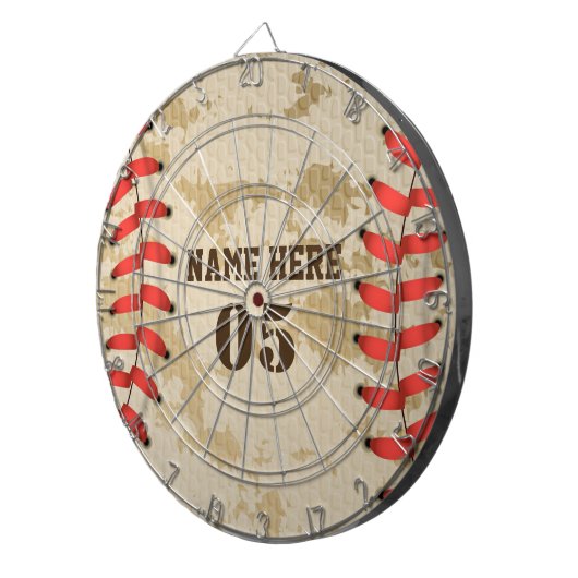 Personalisierte Vintage Baseballnummer Retro Dartscheibe (Vorderseite rechts)