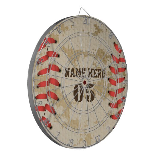 Personalisierte Vintage Baseballnummer Retro Dartscheibe (Vorderseite Links)