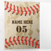 Personalisierte Vintage Baseballnummer Retro Dreifach Gefaltete Karte (Innen Erste Seite)