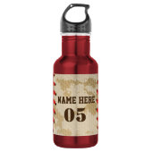 Personalisierte Vintage Baseballnummer Retro Edelstahlflasche (Vorderseite)