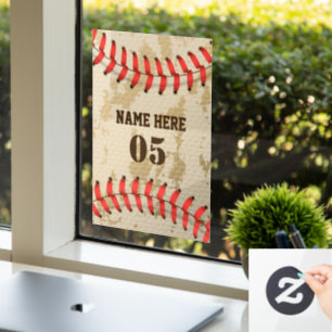 Personalisierte Vintage Baseballnummer Retro Fensteraufkleber