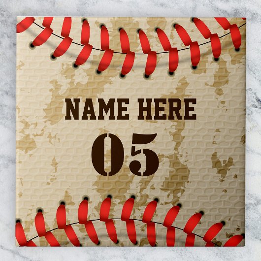 Personalisierte Vintage Baseballnummer Retro Fliese