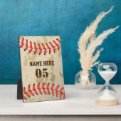 Personalisierte Vintage Baseballnummer Retro Fotoplatte (Seite)