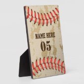 Personalisierte Vintage Baseballnummer Retro Fotoplatte (Seite)