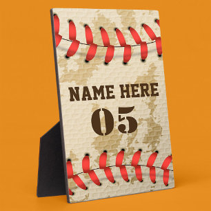 Personalisierte Vintage Baseballnummer Retro Fotoplatte