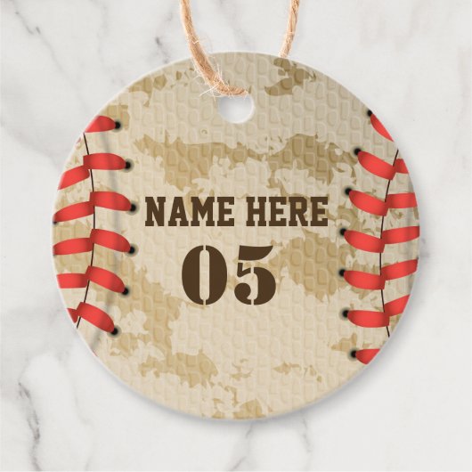 Personalisierte Vintage Baseballnummer Retro Geschenkanhänger (Vorderseite)